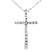 Bids.com .13ct Diamond Cross Religious Pendant 14KT White Gold Pendants