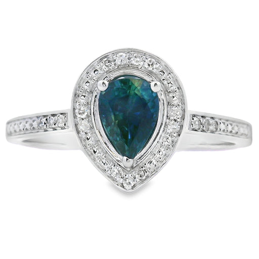 Bids.com .54ct Sapphire Diamond Ring 10KT White Gold Rings