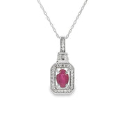 Bids.com .72ct Ruby Diamond Fashion Pendants 14KT White Gold Pendants