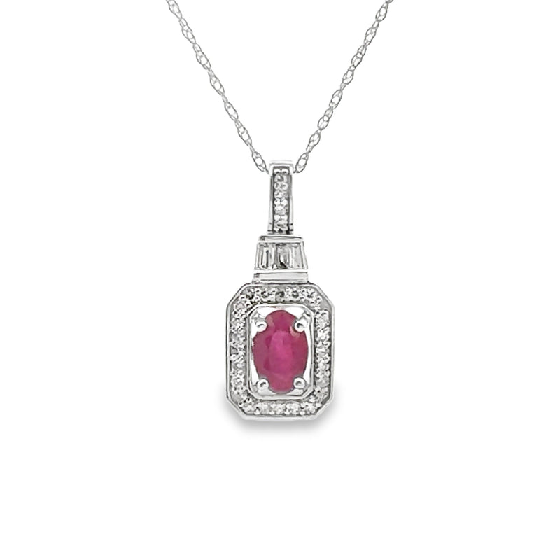 Bids.com .72ct Ruby Diamond Fashion Pendants 14KT White Gold Pendants