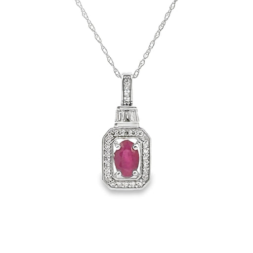 Bids.com .72ct Ruby Diamond Fashion Pendants 14KT White Gold Pendants