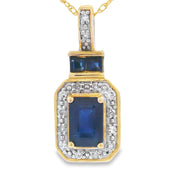 Bids.com Sapphire Diamond Fashion Pendants 14KT Yellow Gold Pendants