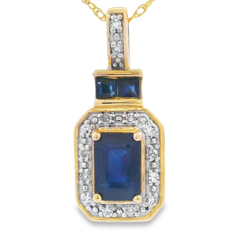 Bids.com Sapphire Diamond Fashion Pendants 14KT Yellow Gold Pendants