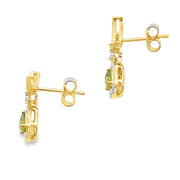 Bids.com .52ct Peridot Diamond Dangle Earrings 10KT Yellow Gold Earrings
