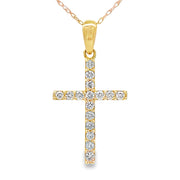 Bids.com .30ct Diamond Cross Religious Pendant 14KT Yellow Gold Pendants