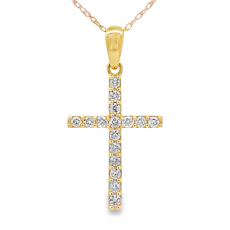 Bids.com .30ct Diamond Cross Religious Pendant 14KT Yellow Gold Pendants