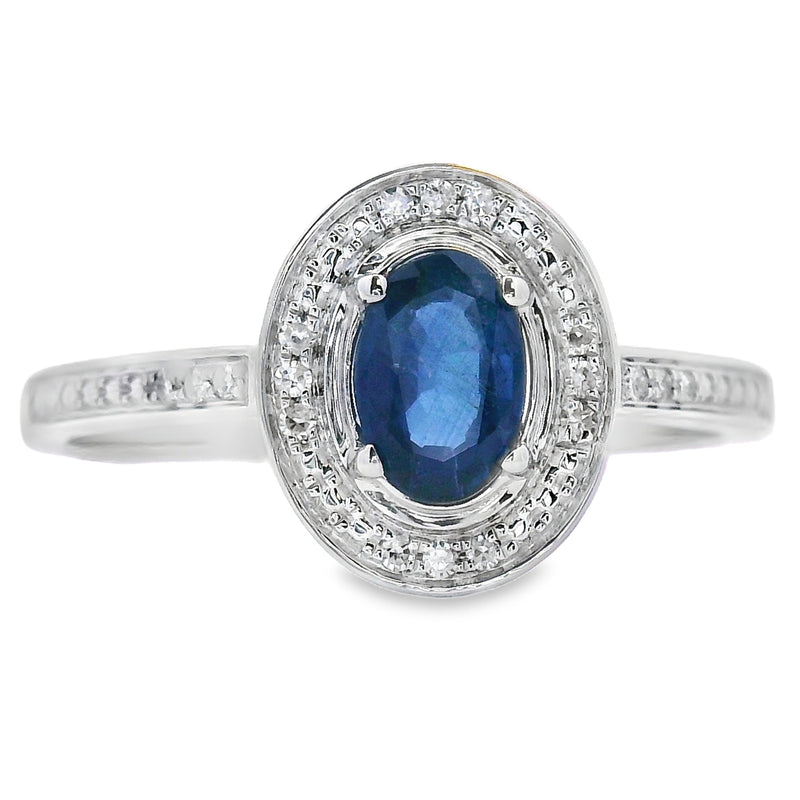 Bids.com .67ct Sapphire Diamond Ring 10KT White Gold Rings