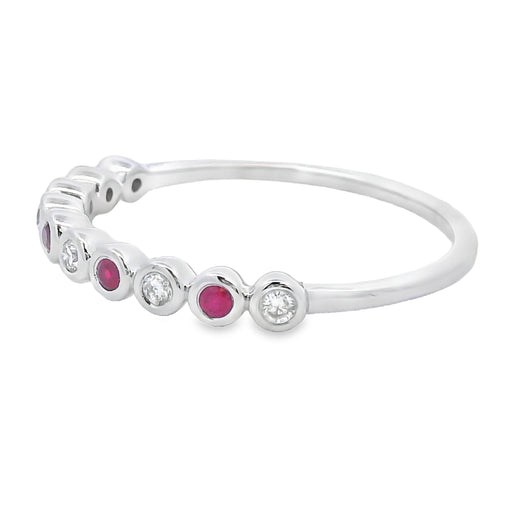 Bids.com .18ct Ruby Diamond stackable band set 14KT White Gold Rings