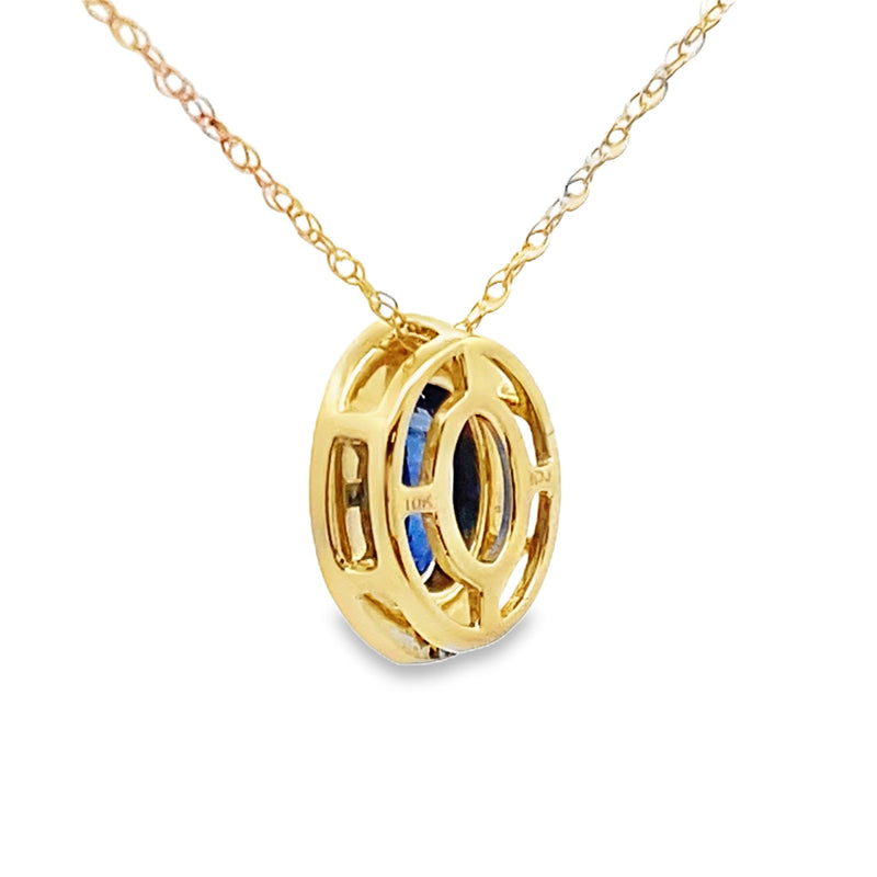 Bids.com Sapphire Diamond Fashion Pendants 10KT Yellow Gold Pendants