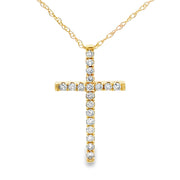 Bids.com .19ct Diamond Cross Religious Pendant 14KT Yellow Gold Pendants