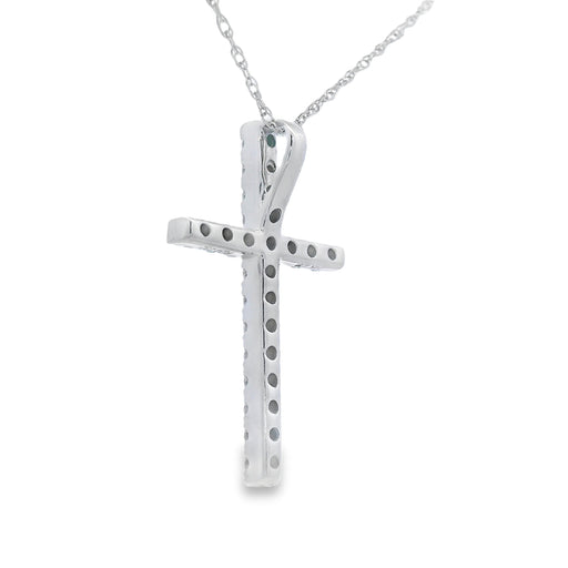 Bids.com .24ct Diamond Cross Religious Pendant 14KT White Gold Pendants