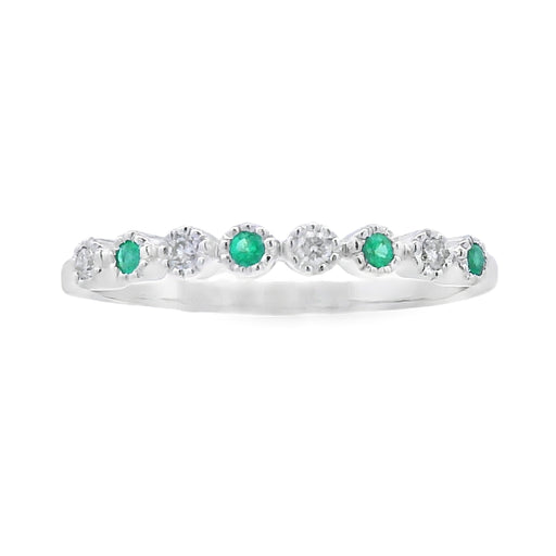 Bids.com Emerald Diamond stackable band set 14KT White Gold Rings