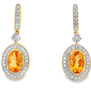 Bids.com 1.06ct Citrine Diamond Dangle Earrings 10KT Yellow Gold Earrings