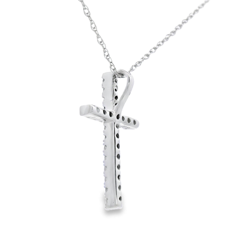 Bids.com .13ct Diamond Cross Religious Pendant 14KT White Gold Pendants