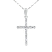 Bids.com .13ct Diamond Cross Religious Pendant 14KT White Gold Pendants