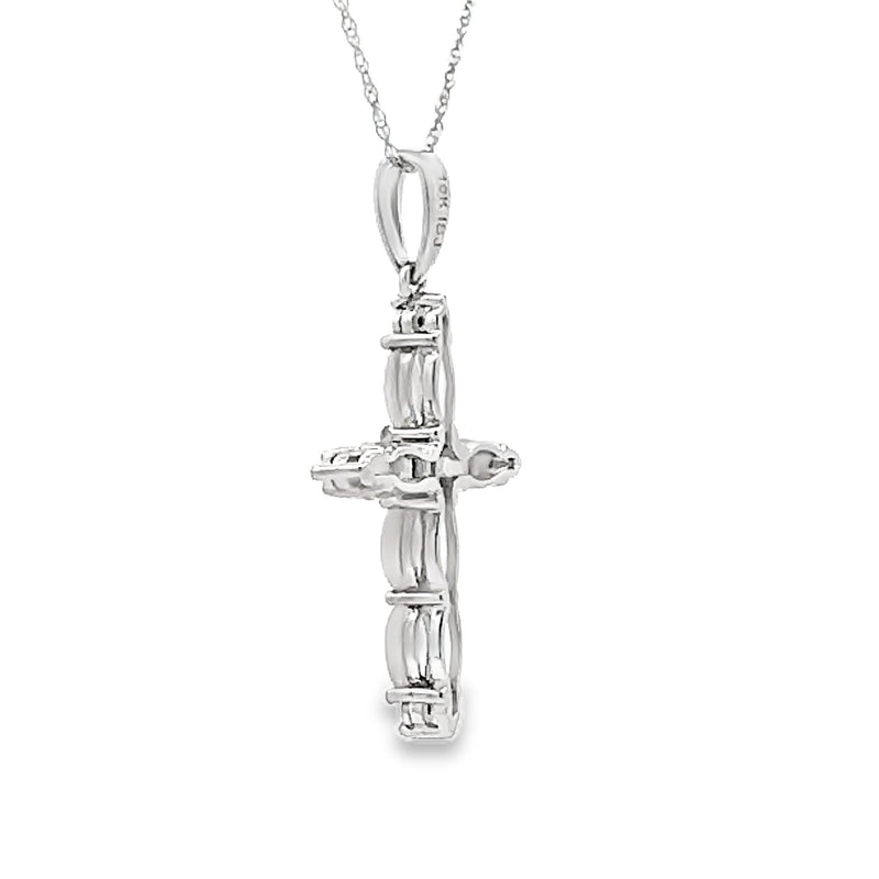 Bids.com Opal Diamond Cross Religious Pendant 10KT White Gold Pendants