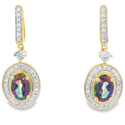 Bids.com Mystic Fire Topaz Dangle Earrings 10KT Yellow Gold Earrings