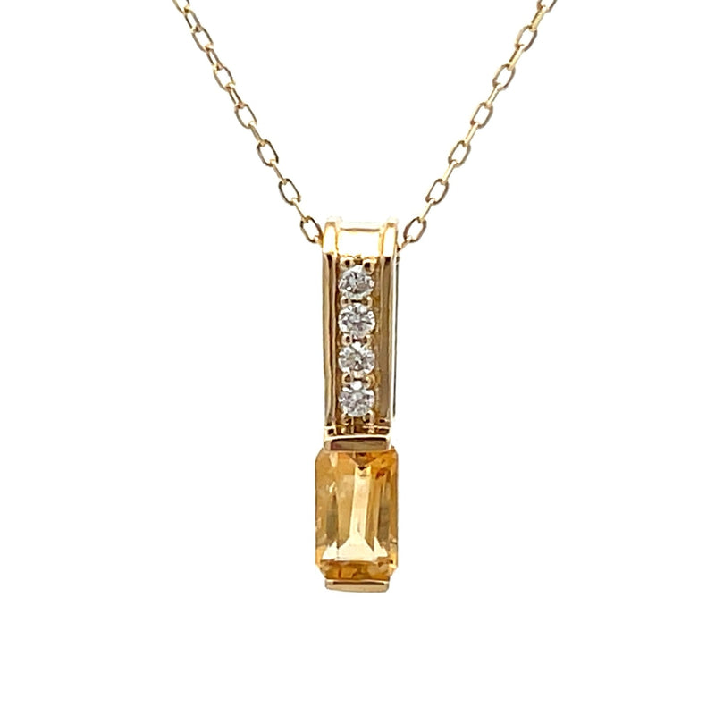 Bids.com .06ct Citrine Diamond Fashion Pendants 10KT Yellow Gold Pendants