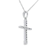 Bids.com .11ct Diamond Cross Religious Pendant 14KT White Gold Pendants