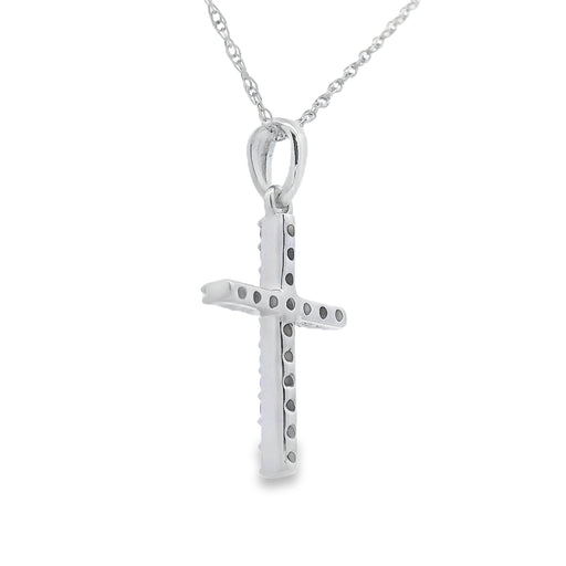 Bids.com .11ct Diamond Cross Religious Pendant 14KT White Gold Pendants