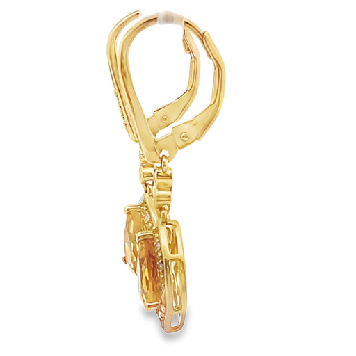 Bids.com 1.88ct Citrine Diamond Dangle Earrings 10KT Yellow Gold Earrings