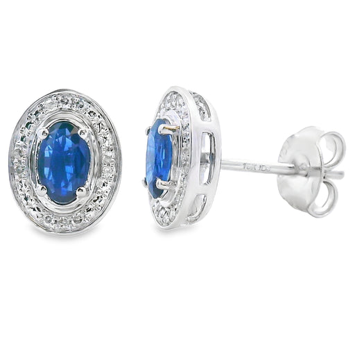 Bids.com .61ct Sapphire Diamond Earrings 10KT White Gold Earrings