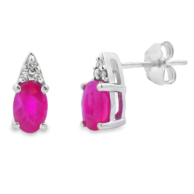Bids.com 1.38ct Ruby Diamond Stud Earrings 10KT White Gold Earrings