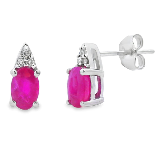 Bids.com 1.38ct Ruby Diamond Stud Earrings 10KT White Gold Earrings