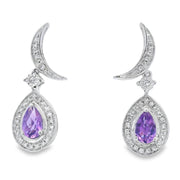 Bids.com .48ct Amethyst Diamond Dangle Earrings 10KT White Gold Earrings