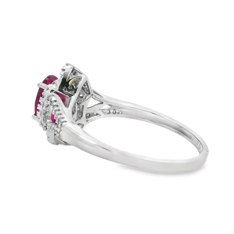 Bids.com 1.26ct Ruby Diamond Ring 14KT White Gold Rings