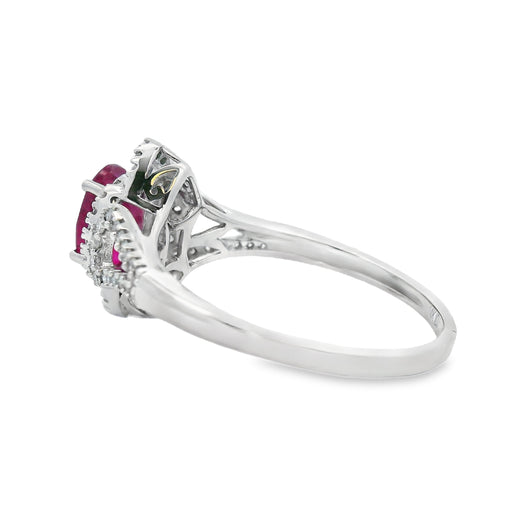 Bids.com 1.26ct Ruby Diamond Ring 14KT White Gold Rings