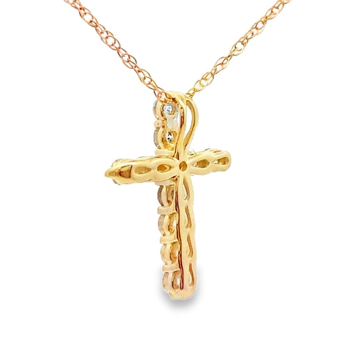 Bids.com .19ct Diamond Cross Religious Pendant 14KT Yellow Gold Pendants
