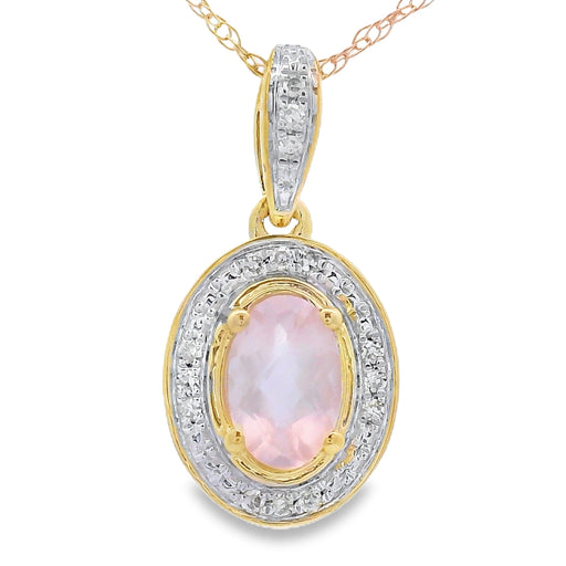 Bids.com Rose Quartz Diamond Fashion Pendants 10KT Yellow Gold Pendants