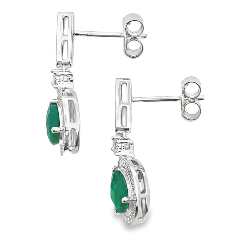 Bids.com Chalcedony Diamond Dangle Earrings 10KT White Gold Earrings