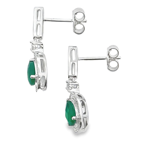 Bids.com Chalcedony Diamond Dangle Earrings 10KT White Gold Earrings