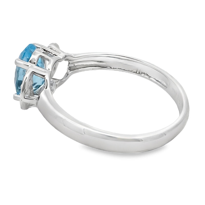 Bids.com Blue Topaz Diamond Fashion band rings 10KT White Gold Rings
