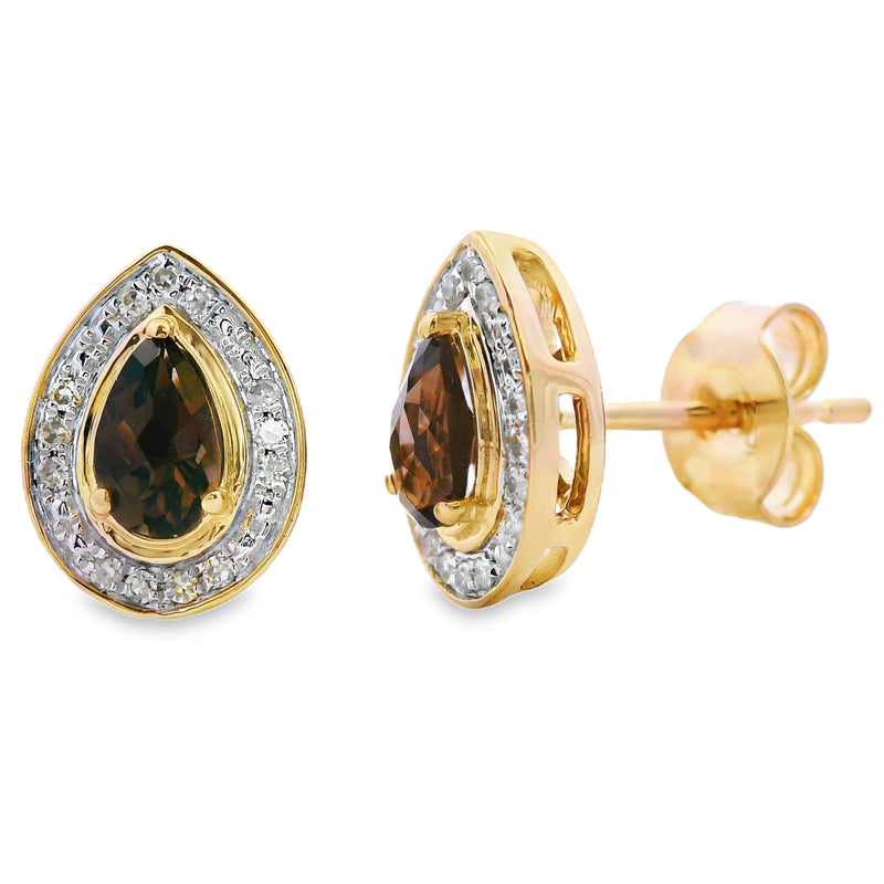 Bids.com .50ct Quartz Diamond Stud Earrings 10KT Yellow Gold Earrings