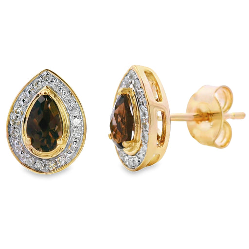 Bids.com .50ct Quartz Diamond Stud Earrings 10KT Yellow Gold Earrings