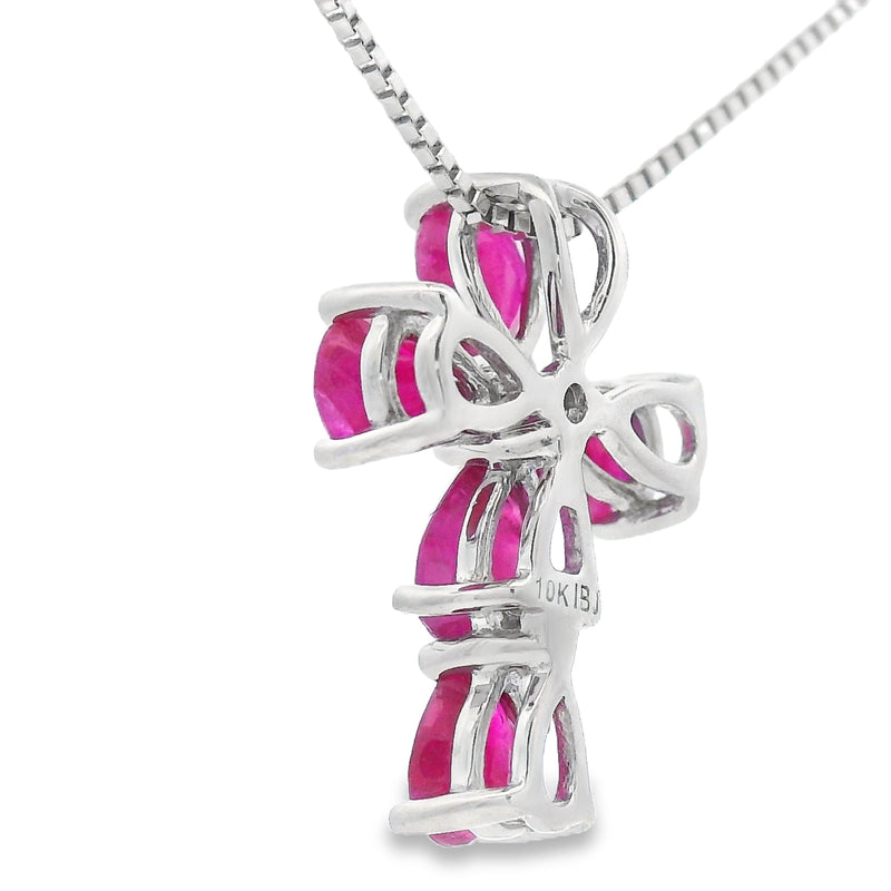 Bids.com Ruby Diamond Cross Religious Pendant 10KT White Gold Pendants