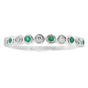 Bids.com Emerald Diamond stackable band set 14KT White Gold Rings