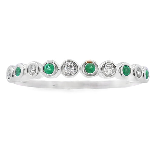 Bids.com Emerald Diamond stackable band set 14KT White Gold Rings
