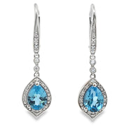 Bids.com Blue Topaz Diamond Dangle Earrings 10KT White Gold Earrings