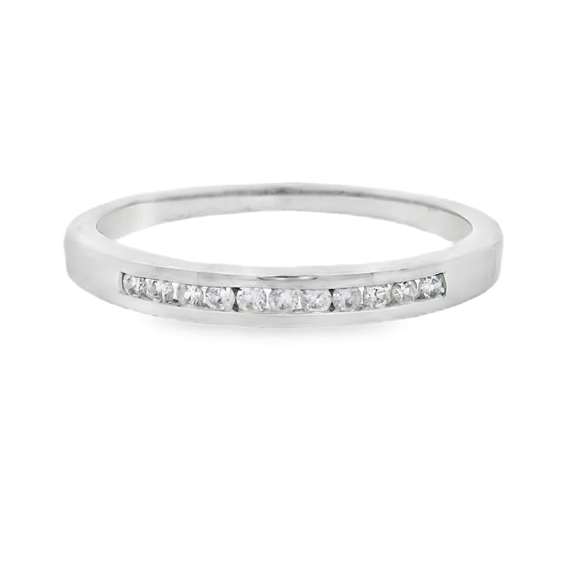 Bids.com .11ct Diamond Wedding Band Ring 14KT White Gold Rings