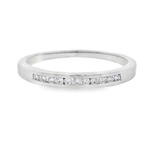 Bids.com .11ct Diamond Wedding Band Ring 14KT White Gold Rings