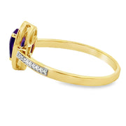 Bids.com .42ct Amethyst Diamond Ring 10KT Yellow Gold Rings