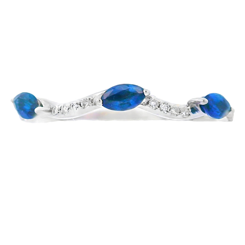 Bids.com Sapphire Diamond stackable band set 14KT White Gold Rings