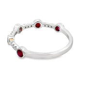 Bids.com .46ct Ruby Diamond stackable band set 14KT White Gold Rings