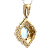Bids.com Aquamarine Diamond Fashion Pendants 10KT Yellow Gold Pendants