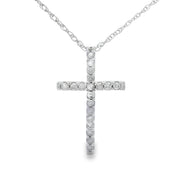 Bids.com .10ct Diamond Cross Religious Pendant 14KT White Gold Pendants