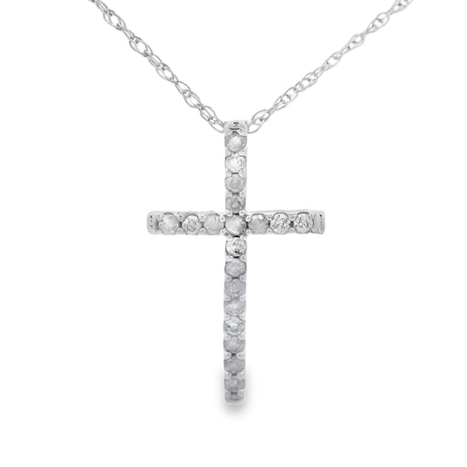 Bids.com .10ct Diamond Cross Religious Pendant 14KT White Gold Pendants